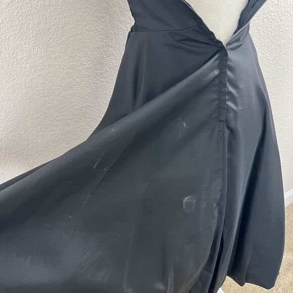 Vintage Lilli Diamond 1960s Black Chiffon Lace Bubble Bow Detail Pencil Dress - Picture 12 of 16